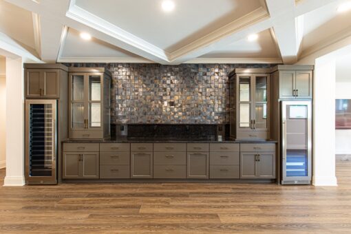 Carlisle lower-level bar with mosaic backsplash