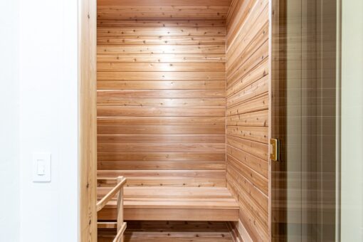 Carlisle cedar sauna with wood benches