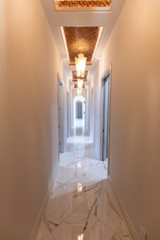 Carlisle hallway with pendant lights