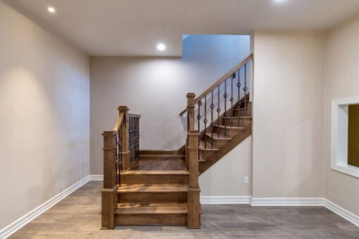 Auburn custom home in Brookfield by Kingfogl – basement - staircase - view 2