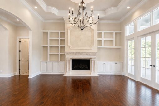 Bella Casa custom home in Mequon by Kingfogl – great room fireplace