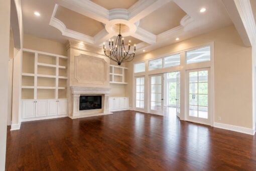 Bella Casa custom home in Mequon by Kingfogl – great room built-ins view 2