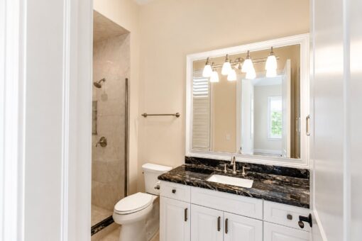 Bella Casa custom home in Mequon by Kingfogl – guest bath 1 vanity