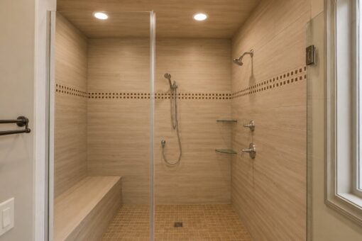 Compton custom home in Brookfield by Kingfogl – 2nd floor - primary bath - shower