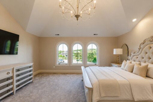 Gatsby custom home in Oconomowoc by Kingfogl – 2nd floor - tufted bedroom