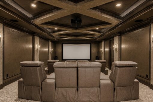 Gatsby custom home in Oconomowoc by Kingfogl – basement - home theater