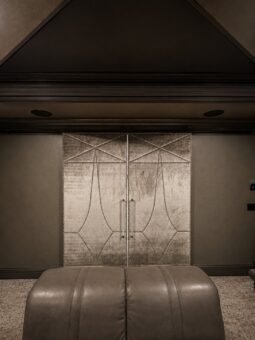Gatsby custom home in Oconomowoc by Kingfogl – basement - home theater doors