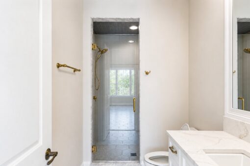 Oriole custom home in Mequon by Kingfogl – 2nd floor - bath - gray tile shower