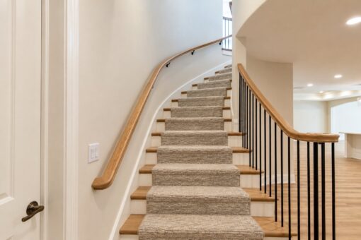 Oriole custom home in Mequon by Kingfogl – basement - staircase - view 1