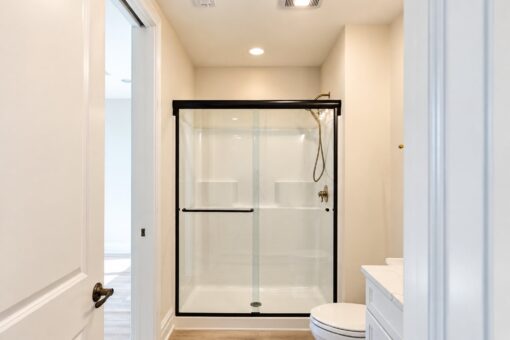 Oriole custom home in Mequon by Kingfogl – basement - bath - shower