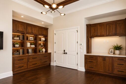 Prescott custom home in Mequon by Kingfogl – office library wall