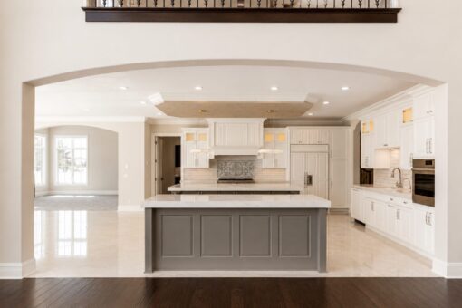 Prescott custom home in Mequon by Kingfogl – kitchen from great room