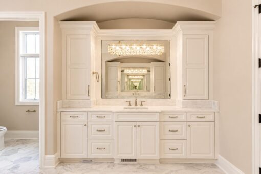 Prescott custom home in Mequon by Kingfogl – primary bath vanity