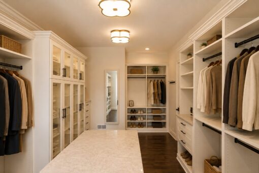 Prescott custom home in Mequon by Kingfogl – primary closet view 3
