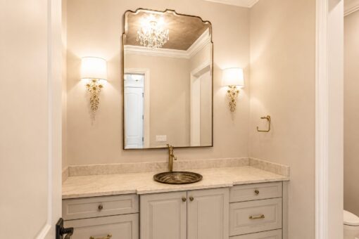 Prescott custom home in Mequon by Kingfogl – bath with vessel sink