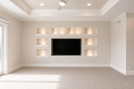 Prescott custom home in Mequon by Kingfogl – loft media wall