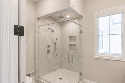 Prescott custom home in Mequon by Kingfogl – bath glass shower