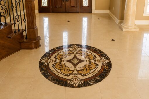 Richland custom home in Brookfield by Kingfogl – 1st floor - foyer - floor medallion