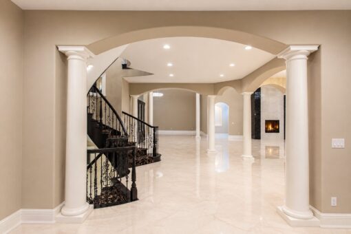 Saddlebrook custom home in Mequon by Kingfogl – foyer toward great room view 3