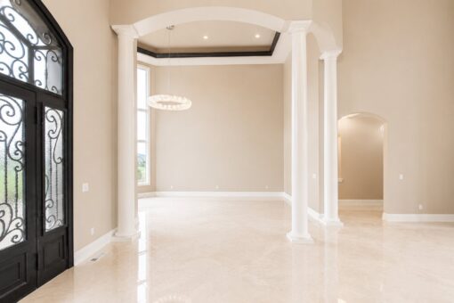 Saddlebrook custom home in Mequon by Kingfogl – foyer toward study view 2