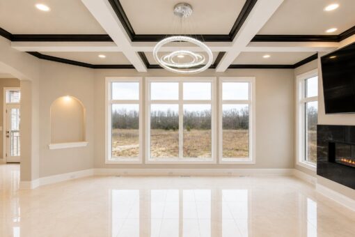 Saddlebrook custom home in Mequon by Kingfogl – family room windows