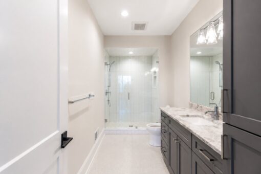 Sanctuary custom home in Menomonee Falls by Kingfogl – bathroom shower and vanity