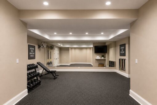 Sanctuary custom home in Menomonee Falls by Kingfogl – basement exercise room view 1