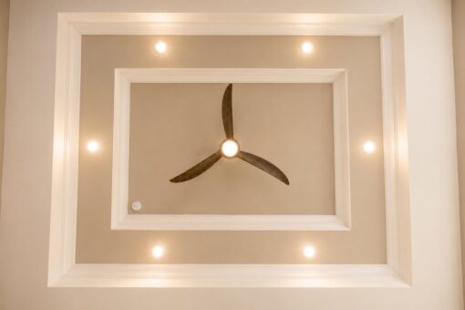 Sanctuary custom home in Menomonee Falls by Kingfogl – tray ceiling and ceiling fan