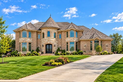 Summerhill custom home in Brookfield by Kingfogl – front elevation view 2