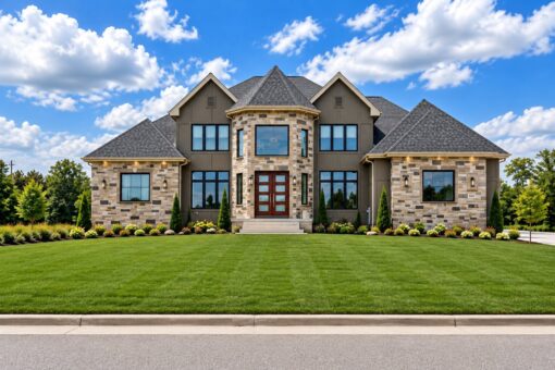 Turnberry custom home in New Berlin by Kingfogl – front elevation