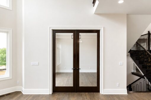 Turnberry custom home in New Berlin by Kingfogl – home office french doors from foyer
