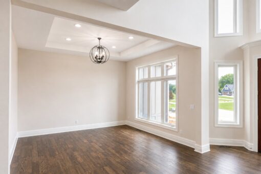 Turnberry custom home in New Berlin by Kingfogl – dining room windows and tray ceiling