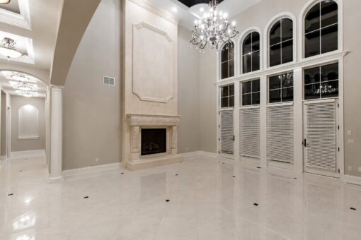 Vizzini custom home in Franklin by Kingfogl – 1st floor - great room fireplace - angle 1