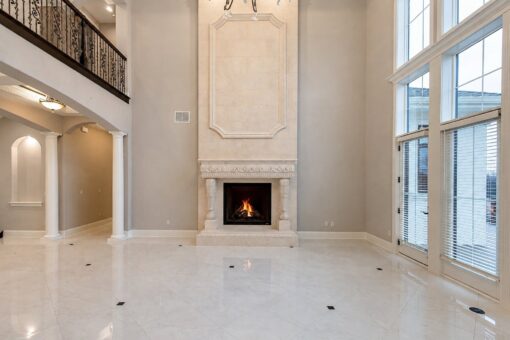 Vizzini custom home in Franklin by Kingfogl – 1st floor - great room fireplace - angle 2