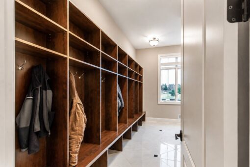 Vizzini custom home in Franklin by Kingfogl – 1st floor - mudroom cubbies