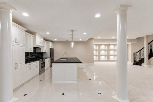 Vizzini custom home in Franklin by Kingfogl – basement - kitchen and island - angle 1