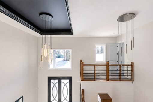 Apex foyer pendant and entry doors from above