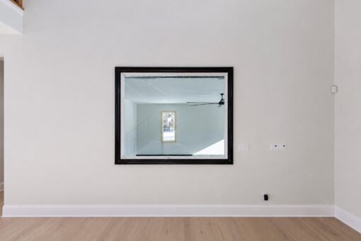 Apex interior window overlooking the sport court