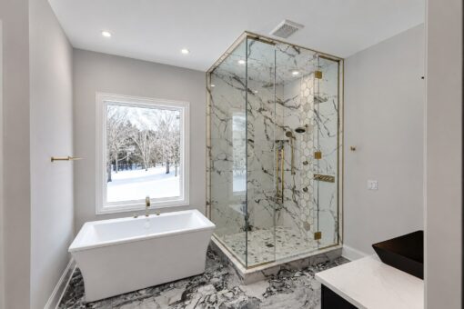 Apex primary bath freestanding tub and glass shower