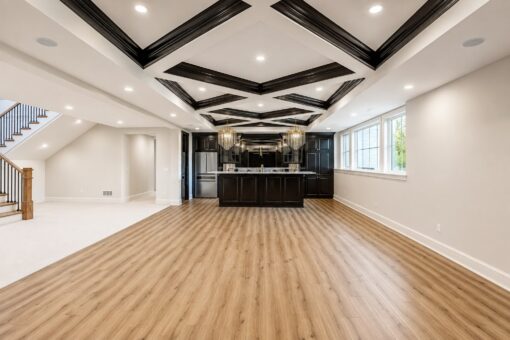 Ridge lower-level kitchen and open recreation space